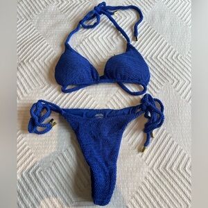Monday Swimwear Palma Top + Bottom Cobalt Crinkle